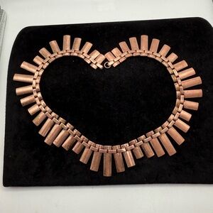 Vintage Renoir Signed Copper Fringe Choker Necklace 1950s Art Deco Modernist